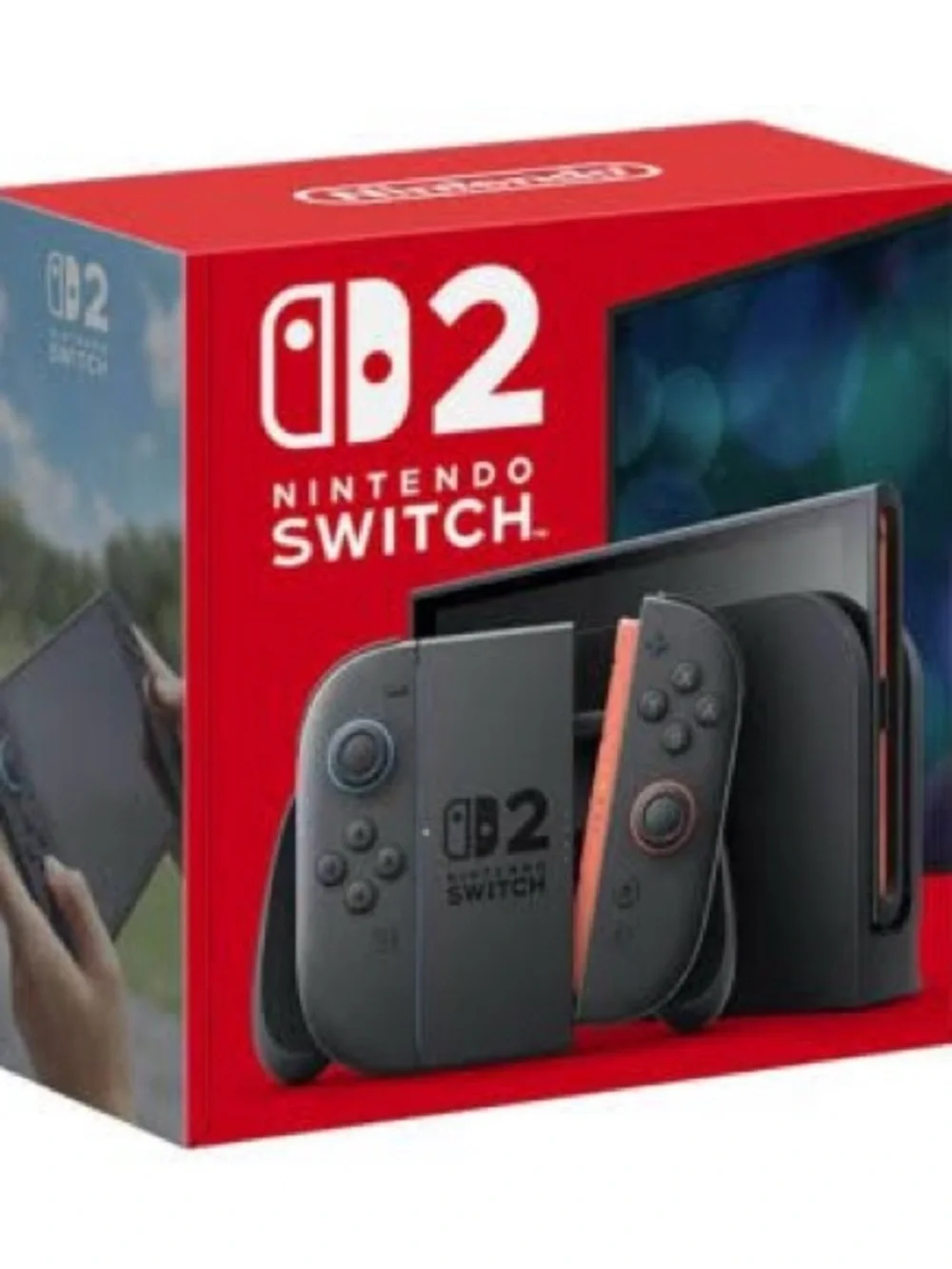 Nintendo Switch OLED Console with Gray Dock and Coral Accent Joy-Con